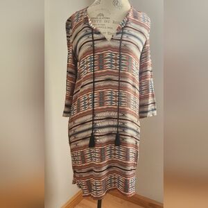 EDC by ESPRIT boho style Print mini dress with long sleeve in size S